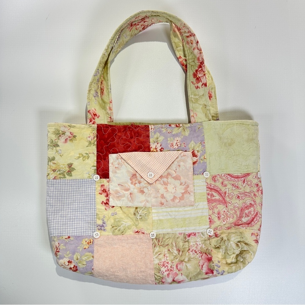 Handmade Quilted Patchwork Tote Cottagecore Floral Bag - Picture 2 of 12